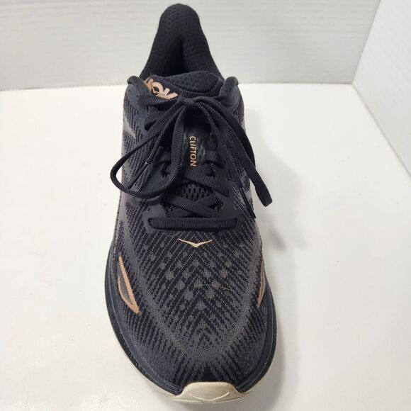 Hoka One One Clifton 9 Womens 8.5B Gym Shoes Black Gold BRGL Running Sneaker - Picture 10 of 14